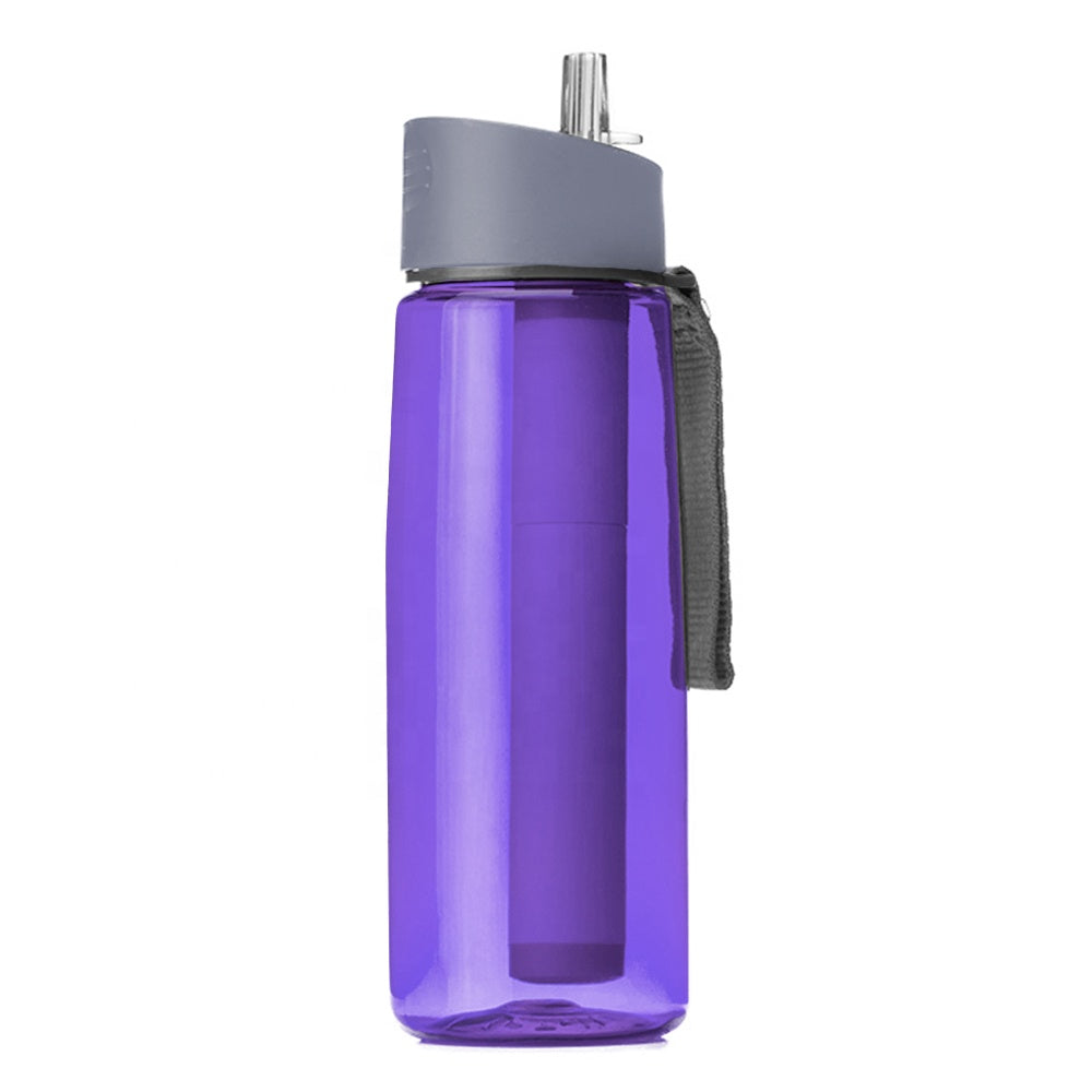 Filterflaska med sugrör - Vattenreningsfilter - Vattenflaska 550ml - BPA Fri - Water Bottle With Straw