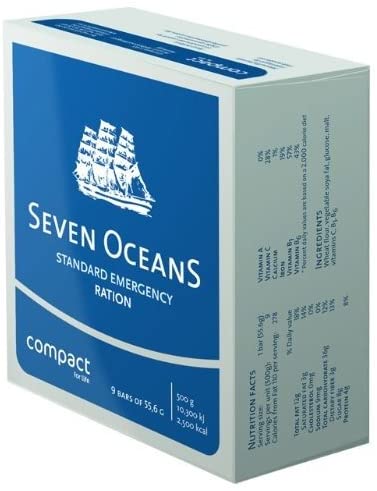 Seven Oceans 2-månaders överlevnadsmatförpackning - 24x 500 g Nödkakor med lång livslängd